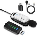 USB ワイヤレスマイク Alvoxcon 無線マイク ピンマイクワイヤレス イヤホン端子付き PC クリップマイク UHF 録音 動画撮影 拡声 モニタリング...