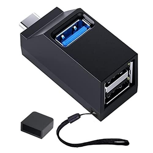 YFFSFDC Type-Cハブ 3ポート USB3.0+USB2.0コンボハブ ポート拡張超小型 軽量 高速携帯便利 (黒)