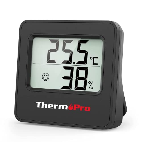 ThermoPro温湿度計 温度計 湿度計 デジタル 室温計 大画面 コンパクト 小さい温湿度計デジタル 高精度 センサー 見やすい 顔マーク 快適度目安表示 3way設置 壁掛け 卓上スタンド マグネット ブラック TP-157-B