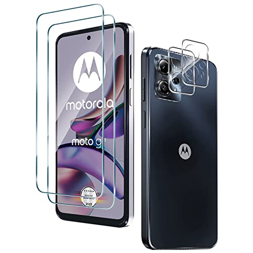 For Motorola Moto G13 ガラスフィルム(2枚)+カメラフィルム（2枚）AUDASO Motorola Moto G13 強化ガラス 液晶保護フィルム 硬度9H 耐衝撃 スクラッチ防止 旭硝子素材製 高透過率 自動吸着 気