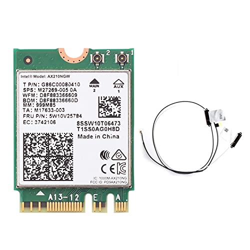 3000Mbps WiFi 6E AX210 Bluetooth 5.3 M.2ワイヤレスネットワークカードAX210NGW 2.4Ghz / 5G / 6G 802.11ax WiFi 6アダプター、Windows 10/11 LinuxおよびInte