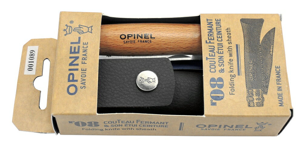 オピネル 【OPINEL】 No.8 ステン 合皮シース付（ケース） 001089 ナイフ アウトドアナイフ サバイバルナイフ キャンプ 釣り フィッシング 折りたたみナイフ フォールディングナイフ ミニナイフ 小型ナイフ 登山 コンパクト 切れ味抜群 よく切れる 木柄