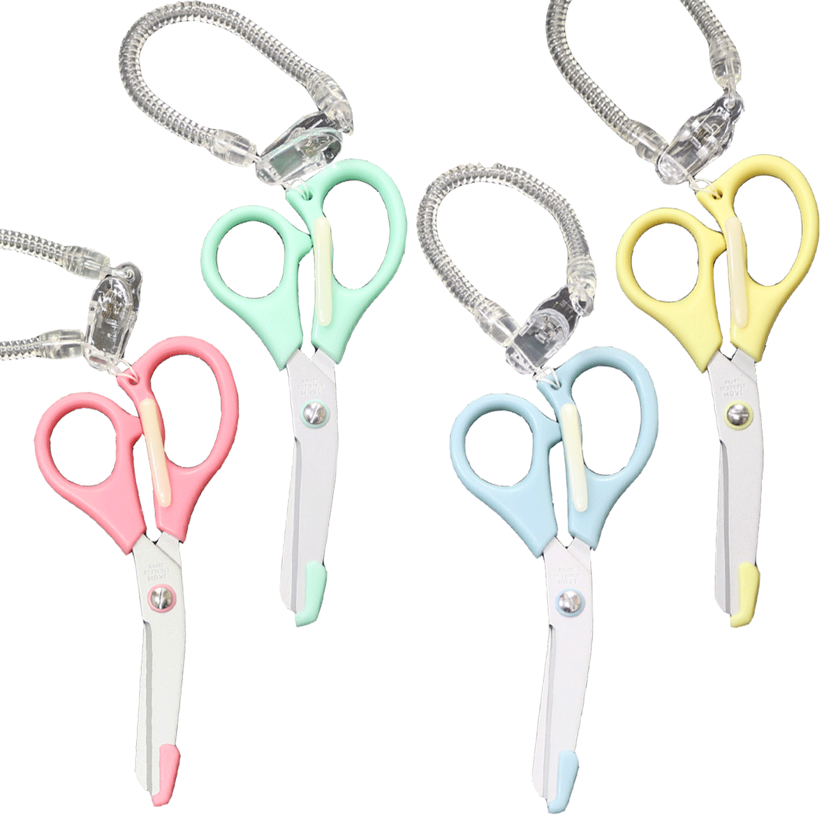 【ギフト対応可】 ナーイスはさみ 関の刃物 ピンク ブルー グリーン イエロー 伸びるストラップ付はさみ クリップ 日本製 フッ素コート 医療 福祉 看護師 介...