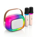 NEWYES カラオケ 2本 5種類のボイスチェンジャー カラオケセット家庭用 五つのRGBライトモード Bluetooth対応 音量調整 ミニポータブル マイ...