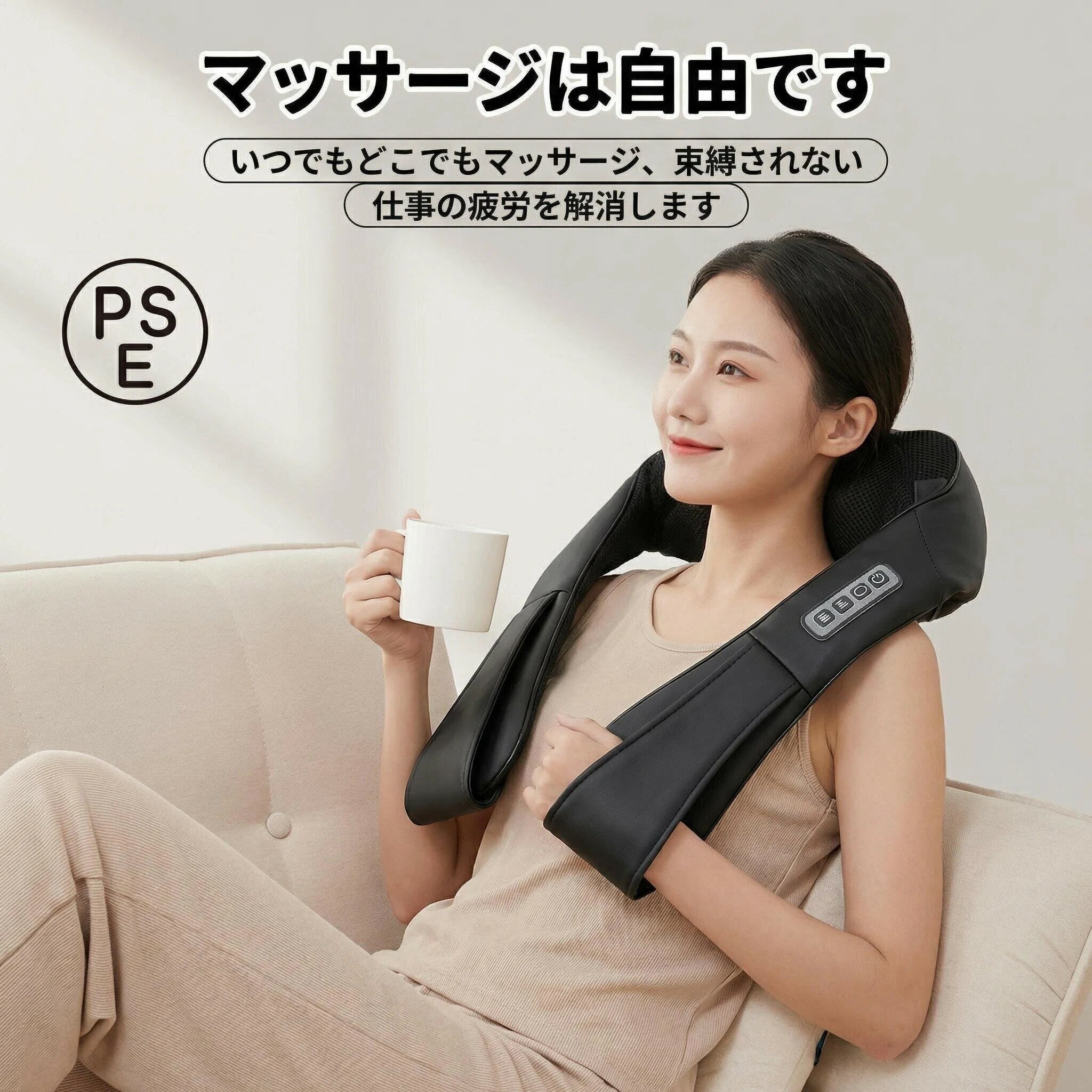 乐天商城 - ネックマッサージャー 首掛け肩掛け 3D ヒーター付き 肩凝り・疲労回復に最適