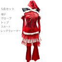 サンタ コスプレ サンタクロース 衣装 コスチューム レディース ベアトップ スカート ハット グローブ レッグウォーマー 4点セット レッド Mサイズ 100...