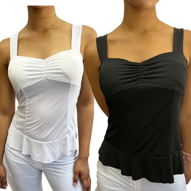 ノースリーブ キャミソール ビスチェ パット入り ブラック ホワイト フリーサイズ 1000円