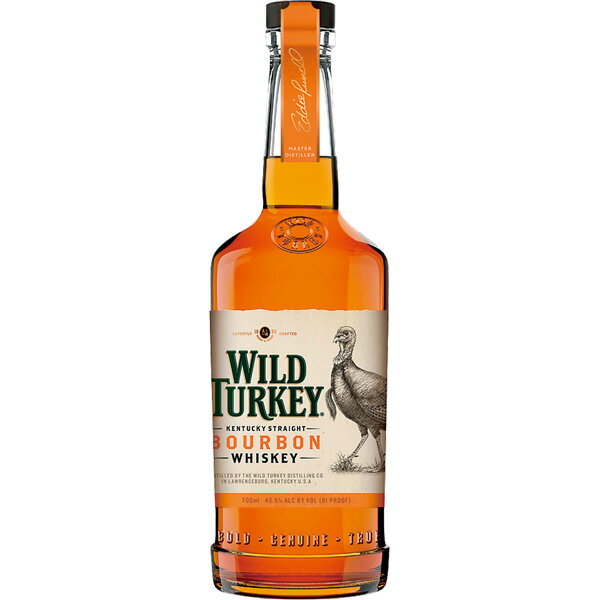 ワイルドターキー(WILD TURKEY)はアルコール度数を40度に抑えたワイルドターキーのスタンダード。 その飲み口はソフトではあるが、しっかりとしたバニラ、キャラメルのフレーバーを十分に残し、深くさわやかなフィニッシュに仕上がっている。 4、6、8年熟成の原酒をブレンドしたバランスの良い逸品。 ※・・・新ラベルになります。