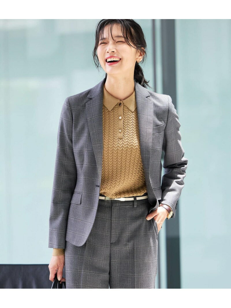 ウールウインドウペイン ノッチドラペル1釦ジャケット NEWYORKER WOMEN ニューヨーカー ジャケット・アウター テーラードジャケット・ブレザー グレー【送料無料】[Rakuten Fashion]