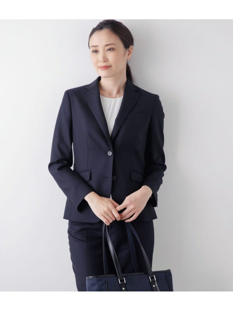 ウールシルクバーズアイ ノッチドラペル2釦ジャケット NEWYORKER WOMEN ニューヨーカー ジャケット・アウター テーラードジャケット・ブレザー グレー ネイビー【送料無料】[Rakuten Fashion]