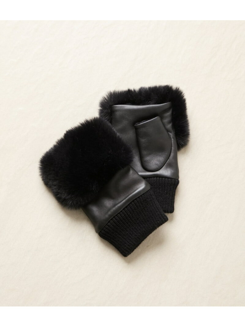ラムレザー ファーミトン NEWYORKER WOMEN ニューヨーカー ファッション雑貨 手袋 ブラック【送料無料】[Rakuten Fashion]