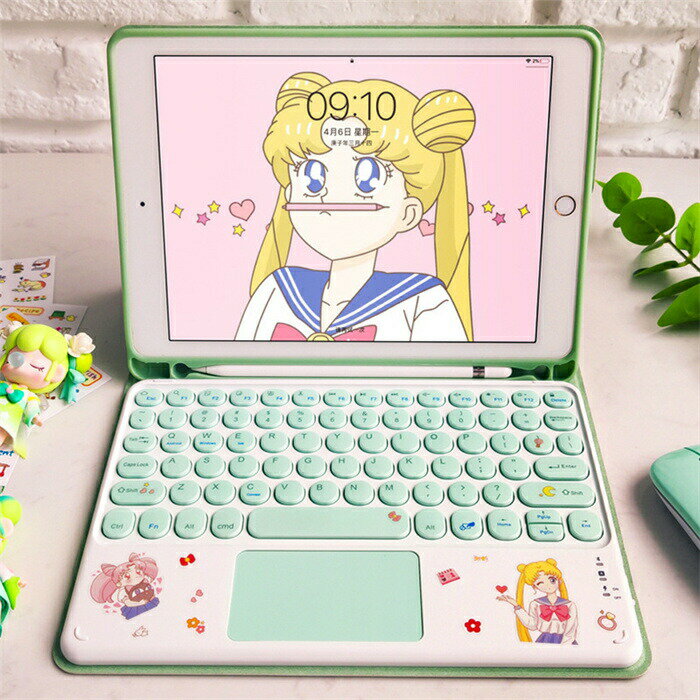 iPad キーボードケース 第 9 8 7 6 5 世代 Pro 10.5 9.7 Air 5 4 3 10.2 10.9 インチ 丸いボタン タッチパッド付き 2022 iPadPro11 キーボード カバー 可愛い女