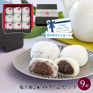 父の日 スイーツ ギフト お菓子 セット みやこ大福お重セット9個入(塩大福2種) 大福 お取り寄せ 黒豆塩大福 塩大福 つぶあん こしあん 和菓子 詰め合わせ 京都 だいふく プレゼント ギフトカード 結婚祝い 送料無料