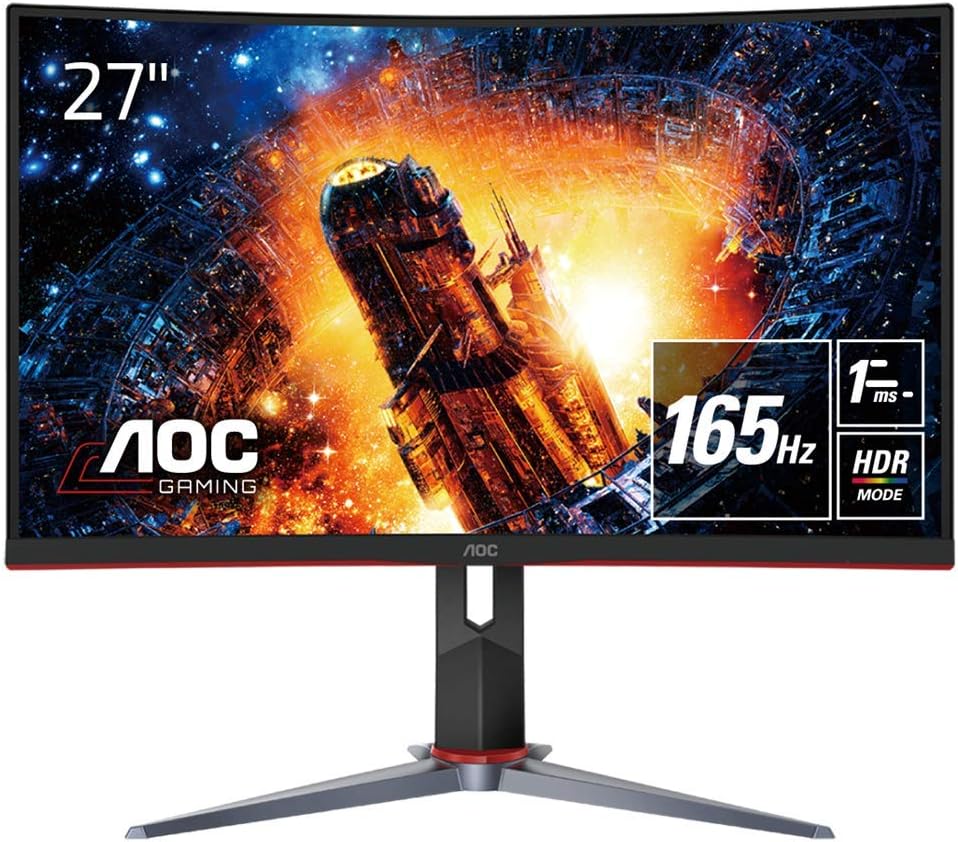 AOC ゲーミング液晶モニター C27G2X/11 (27インチ/フルHD/VA/曲面/HDMI/DISPLAYPORT/165HZ/応答速度1MS/HDRエフェクトモード/FREESYNC PREMIUM/フリッカーフリー/ローブルーモード)