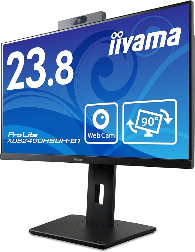 iiyama ProLite XUB2490HSUH-B1 23.8型 IPS方式パネル ノングレア Windows Hello 対応 WEBカメラ搭載 ..