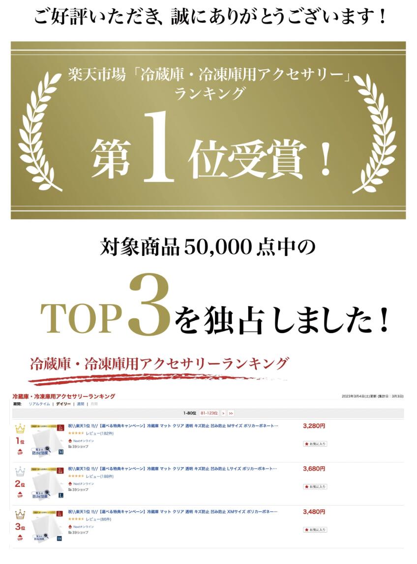 【楽天1位4冠】【大好評★選べるレビュー特典】冷蔵庫マット 透明 クリア キズ 凹み 防止 防カビ加工 Sサイズ ポリカーボネート 床暖房 冷蔵庫マット極 iHouse all 53×62cm 厚み2mm 国内正規1年保証 あす楽 送料無料 床 保護 冷蔵庫マット ハード 硬い フローリング保護 2