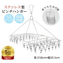 【即納】【楽天1位獲得&特典付き】ピンチハンガー 52ピンチ ステンレス 折りたたみ 物干しハンガー 洗濯ハンガー 丈夫 錆に強い おしゃれ シンプル タオル掛け 洗濯ばさみ 室内外両用 角ハンガー 360度回転 落ちにくい コンパクト収納 省スペース 梅雨対策 耐久性