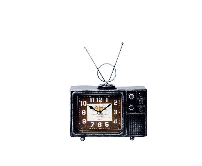 置時計 おしゃれ ヴィンテージモチーフクロック「television(テレビジョン)」 ブラック 置き時計 アナログ 時計 卓上 アンティーク風 EF-CL11BK