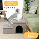 収納付きペットステップ&ハウス ライトグレー ペット用ステップ 登り台 踏み台 室内 屋内 老犬 老猫 シンプル 収納庫 不二貿易