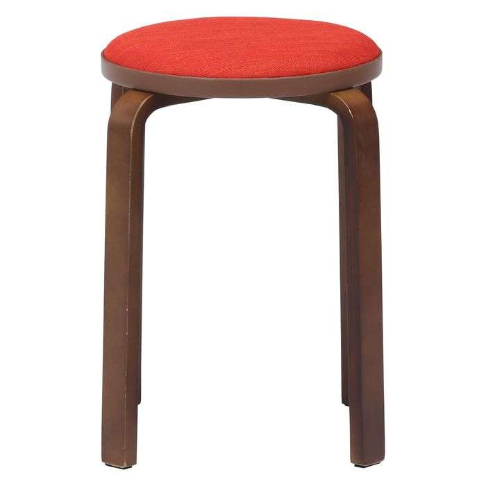 不二貿易 スツール KDファブリック曲木スタッキングスツール オレンジ/ブラウン イス 丸椅子 円形 サークル スタッキング 積み重ね ダイニング キッチン リビング 来客用 シンプル 14546 [2]