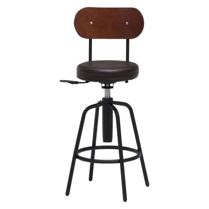 不二貿易 スツール バースツール背付 DBR バーチェア カウンターチェア イス 椅子 背もたれ付き 高さ調節 円形 サークル ダークブラウン キッチン ダイニング リビング バー おしゃれ シンプル 15187 [2]