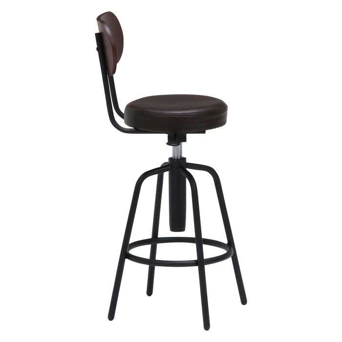 不二貿易 スツール バースツール背付 DBR バーチェア カウンターチェア イス 椅子 背もたれ付き 高さ調節 円形 サークル ダークブラウン キッチン ダイニング リビング バー おしゃれ シンプル 15187 [3]