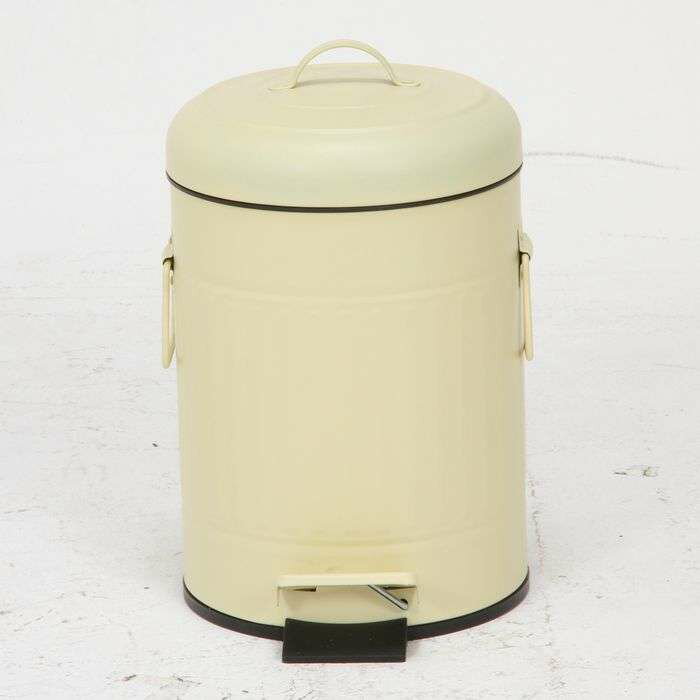 不二貿易 ゴミ箱 スチール ラウンドペダルペール 5L アイボリー ダストボックス 蓋付き インナーボックス 足踏みペダル 丸 円形 円筒 キッチン リビング ダイニング シンプル かわいい おしゃれ 34738 [2]