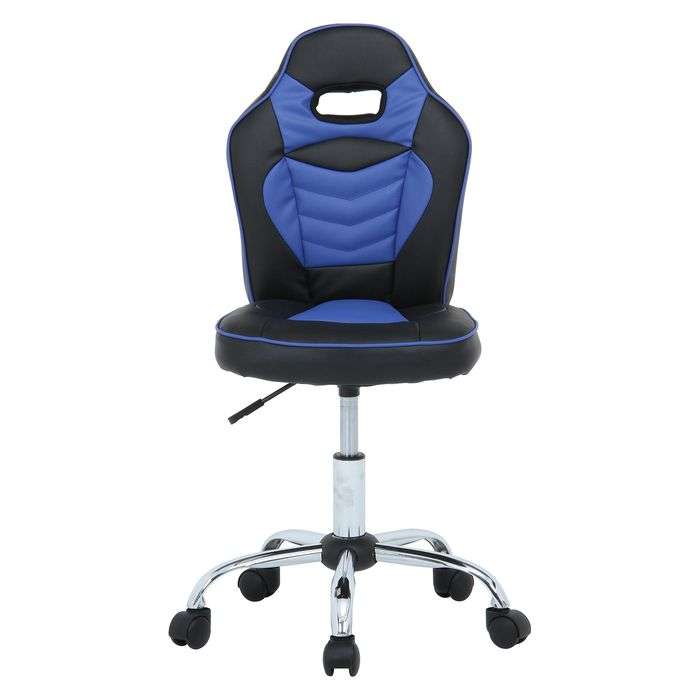 不二貿易 オフィスチェア レーシングチェア キッズ用 ブルー イス 椅子 デスクチェア パソコンチェア 昇降機能 肘なし 子供用 子供部屋 かっこいい 60701 [2]