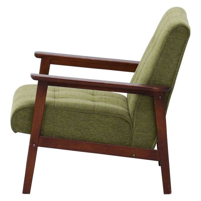 不二貿易 ソファ 一人掛け ファブリックソファー フレンズ GR 1P ひじ掛け付き グリーン リビング ダイニング シンプル カフェ風 おしゃれ かわいい 71158 [2]