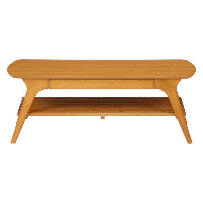 不二貿易 センターテーブル 引出し付きセンターテーブル NA 座卓 棚付き 幅110cm× 奥行50cm ナチュラル リビング 和室 シンプル 98071 [2]