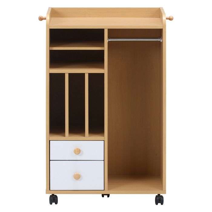 不二貿易 タンス チェスト(子供部屋) NORM ストレージラック(ハンガー付) WH×NA 棚 幅58cm 奥行34cm 高さ92cm 収納 整理 整頓 子供部屋 キッズ 98893 [2]