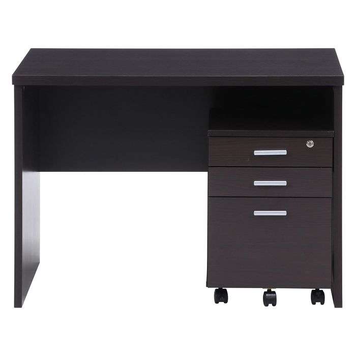 不二貿易 デスク デスク2点セット BR 幅101cm 奥行59cm 高さ72.5cm オフィス PC 事務デスク 99255 [2]