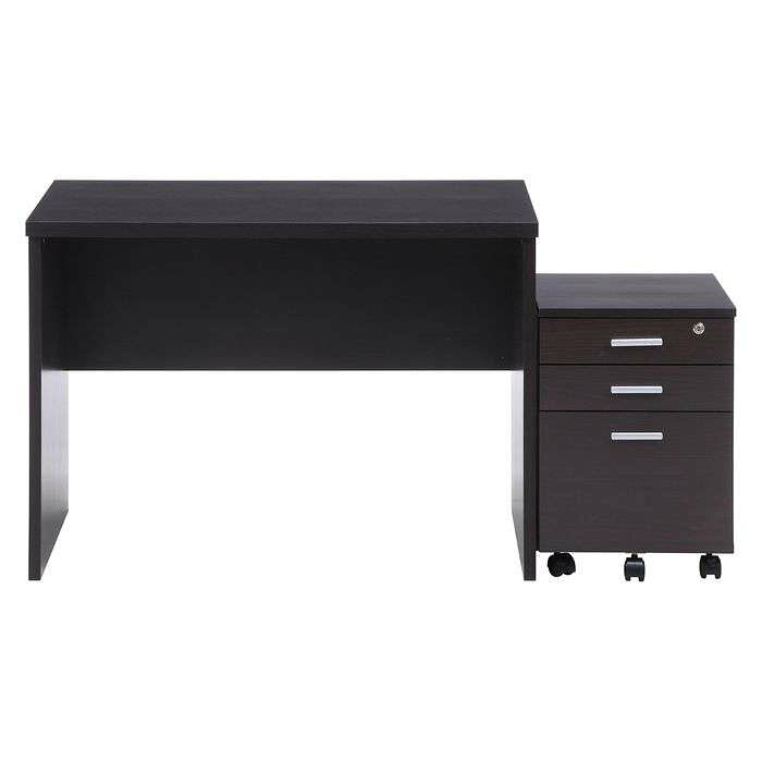 不二貿易 デスク デスク2点セット BR 幅101cm 奥行59cm 高さ72.5cm オフィス PC 事務デスク 99255 [3]