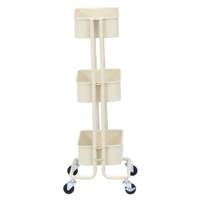 不二貿易 キッチンワゴン キッチンワゴン バスケット3段 スリム アイボリー 幅39cm 奥行27cm 高さ78.5cm ダイニング キッチン 14717 [3]