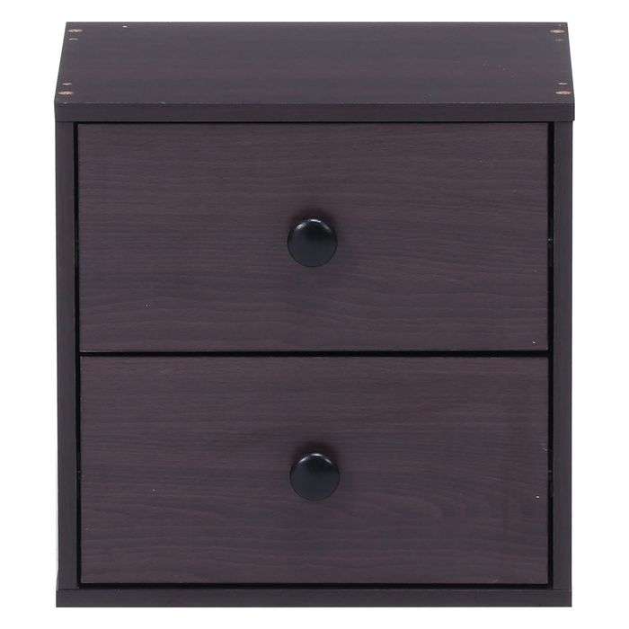 不二貿易 カラーボックス キューブボックス 引出2杯 BR 棚 幅34.5cm 奥行31.5cm 高さ34.5cm 収納 整理 整頓 リビング ダイニング 99896