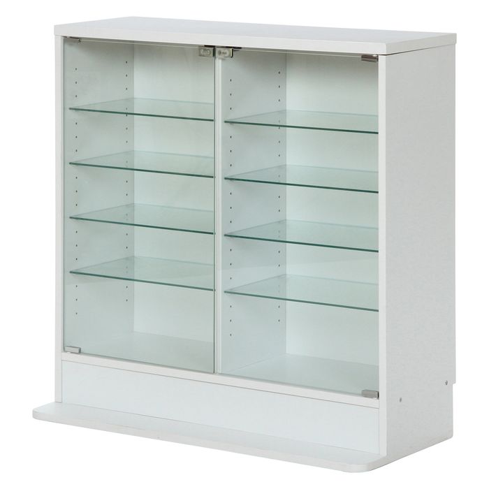 不二貿易 コレクションケース ガラスコレクションケース ロータイプ 浅型 WH コレクションラック 幅90cm 奥行29cm 高さ90cm 収納 整理 整頓 飾り 飾る 趣味 コレクター リビング ダイニング 私室 自室 96072