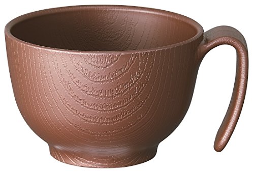 ●ITEM SPEC●木目 持ちやすい茶碗ハンドル付きやさしい木目の食器シリーズ。あたたかみのある木目調で、軽量で割れにくいプラスチック製の食器です。加熱後も熱くなりにくい。手を差し込んで安定して持てる。しっかり握りやすい太めのハンドル。■材質：ポリプロピレン■容量(約)ml：370■サイズ(約)(cm)：横13×縦10.4×高7(ハンドル含む)■耐熱：140■食洗機対応：○■レンジ対応：○■生産国：日本その他の同型商品はこちら！●ITEM SPEC●スケーター 木目持ちやすい茶碗ハンドル ブラウン / 38357 / 4973307383571 / NBLS1H370mlブラウン