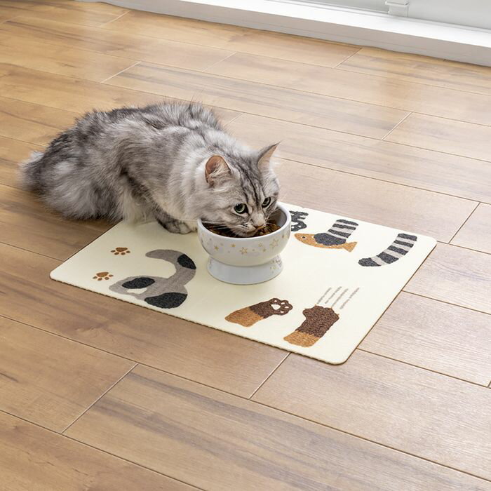 サンコー おくだけ吸着ペット用ランチョンマット 猫柄 ペット用マット ランチマット ペット用 ランチマット ネコ かわいい おしゃれ KX-33のサムネイル