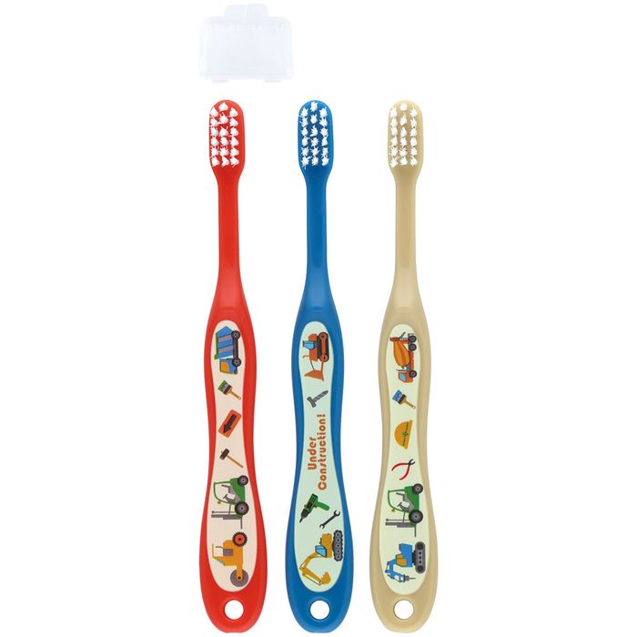 スケーター 園児用歯ブラシ3Pキャップ付 はたらくクルマ TB5ST キッズ用はぶらし 歯みがき 3本セット キャップ付き 園児 3~5才 キッズ 子供 かわいい キャラクターグッズ 男の子