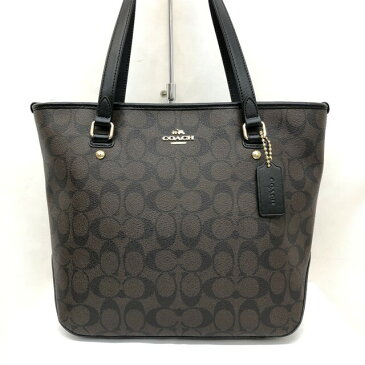 COACH コーチ トートバッグ ラグジュアリー シグネチャー F58294 ブラウン ブラック PVC レザー 総柄 セミショルダー ワンショルダー バッグ 肩掛け鞄 レディース T東大阪店 ITQNH15XWNM8【中古】 RYB8745