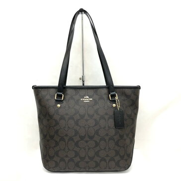 COACH コーチ トートバッグ ラグジュアリー シグネチャー F58294 ブラウン ブラック PVC レザー 総柄 セミショルダー ワンショルダー バッグ 肩掛け鞄 レディース T東大阪店 ITQNH15XWNM8【中古】 RYB8745