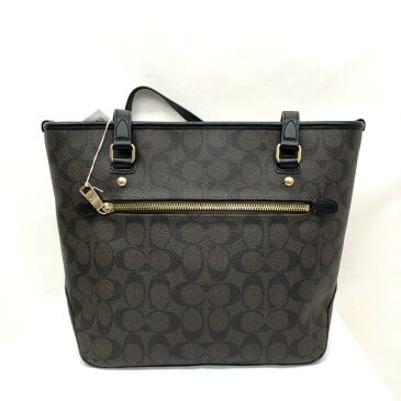 COACH コーチ トートバッグ ラグジュアリー シグネチャー F58294 ブラウン ブラック PVC レザー 総柄 セミショルダー ワンショルダー バッグ 肩掛け鞄 レディース T東大阪店 ITQNH15XWNM8【中古】 RYB8745