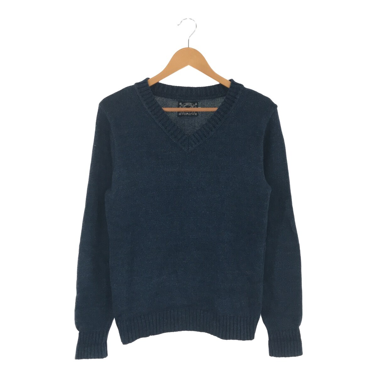 EVISU エヴィス Indigo Cotton Knit Sweater イディゴ コットン ニット セーター Vネック 貝塚店 ITX8XWTC9SVS 【中古】 RK140S