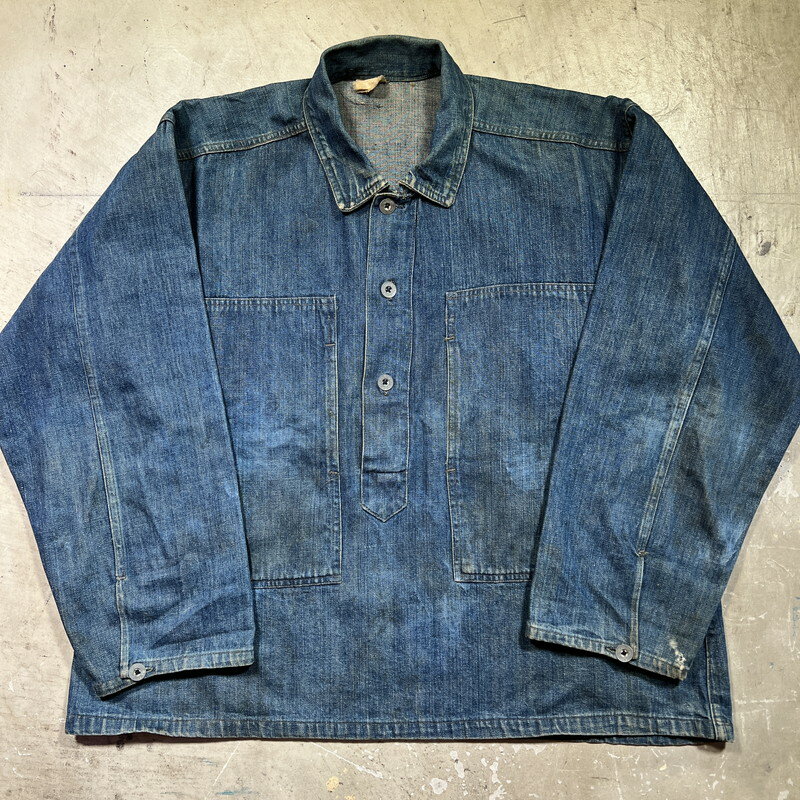 U.S.ARMY SPECIAL!! 20's~ DENIM PULLOVER JACKET デニムプルオーバージャケット グレーステッチ レア! オンブック L相当 三国ケ丘店 ITOKGND6L94K 【中古】 RM2457H