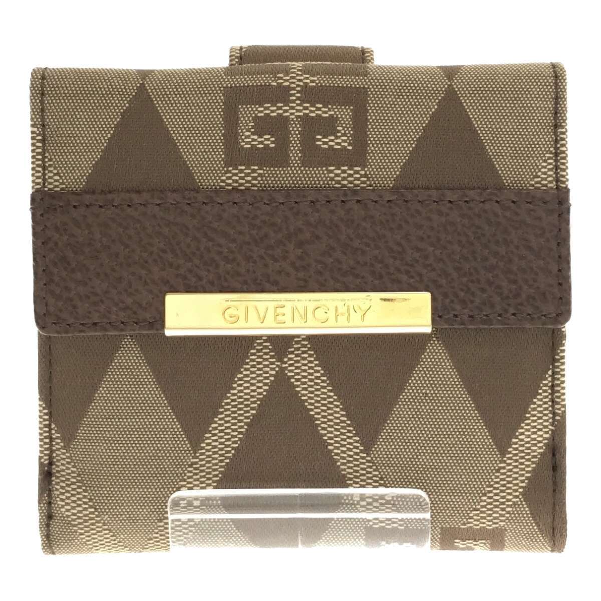 GIVENCHY ジバンシィ アーガイル柄 Wフラップ ウォレット 財布 総柄 ブラウン ベージュ 二つ折り 箱あり ロゴ 三国ケ丘店 ITUZL6W8D09Q  RM0353R