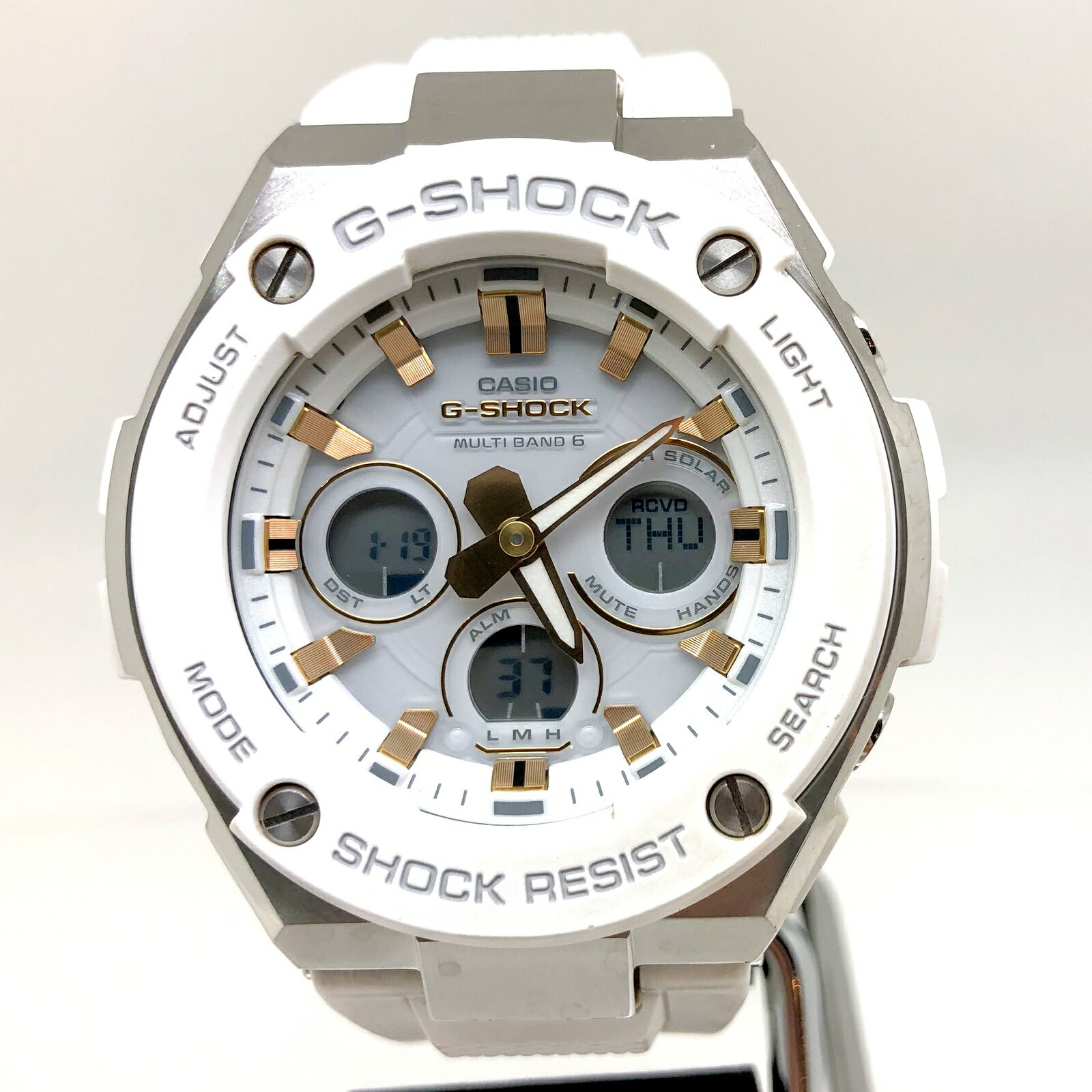 G-SHOCK ジーショック CASIO カシオ 腕時計 GST-W300-7A G-STEEL Gスチール ミドルサイズ 電波ソーラー ホワイト ゴールド 白 金 アナデジ デジアナ メンズ 三国ケ丘店 IT8QQTIJYNRS 【中古】