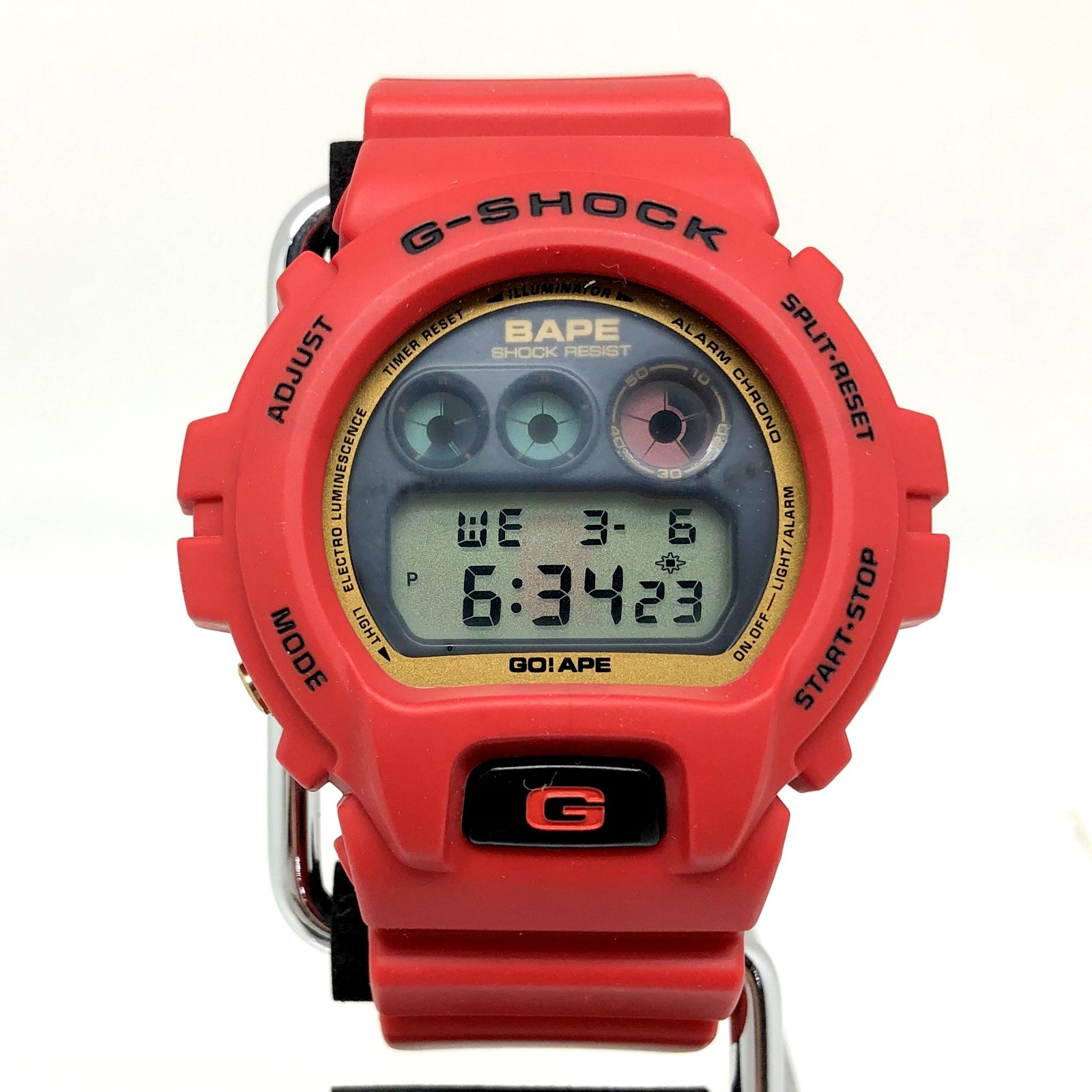 G-SHOCK ジーショック CASIO カシオ 腕時計 DW-6900FS アベイシングエイプ APE BAPE ベイプ コラボ ダブルネーム 三つ目 デジタル レッド シリアルナンバー入り 2000本限定 三国ケ丘店 ITX7OH5VTO8Y 【中古】