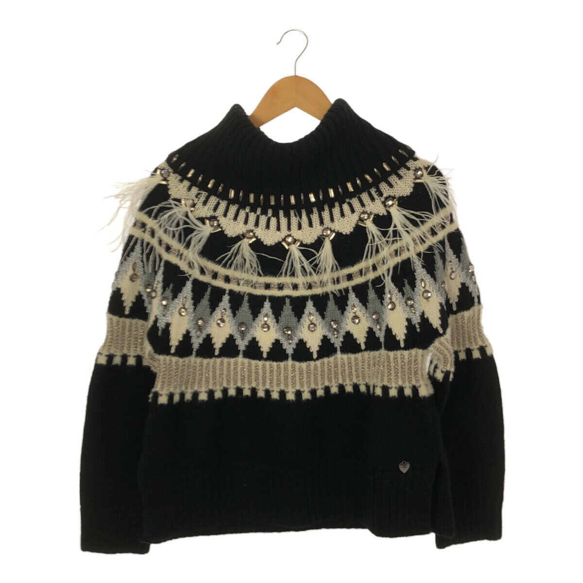 TWINSET ツインセット タグ付き Embroidery Feather Sweater 刺繍フェザーセーター ニット ノルディック レディース ブランド 美品 アクリル ウール ポリエステル メタリカ 三国ケ丘店 ITG172OLLYOS 【中古】 RM3840M