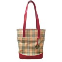 BURBERRY バーバリー トートバッグ 鞄 ベージュ レッド ノバチェック キャンバス レザー レディース 女性 ロゴ 貝塚店 ITZ25EB9ZOUZ 【...