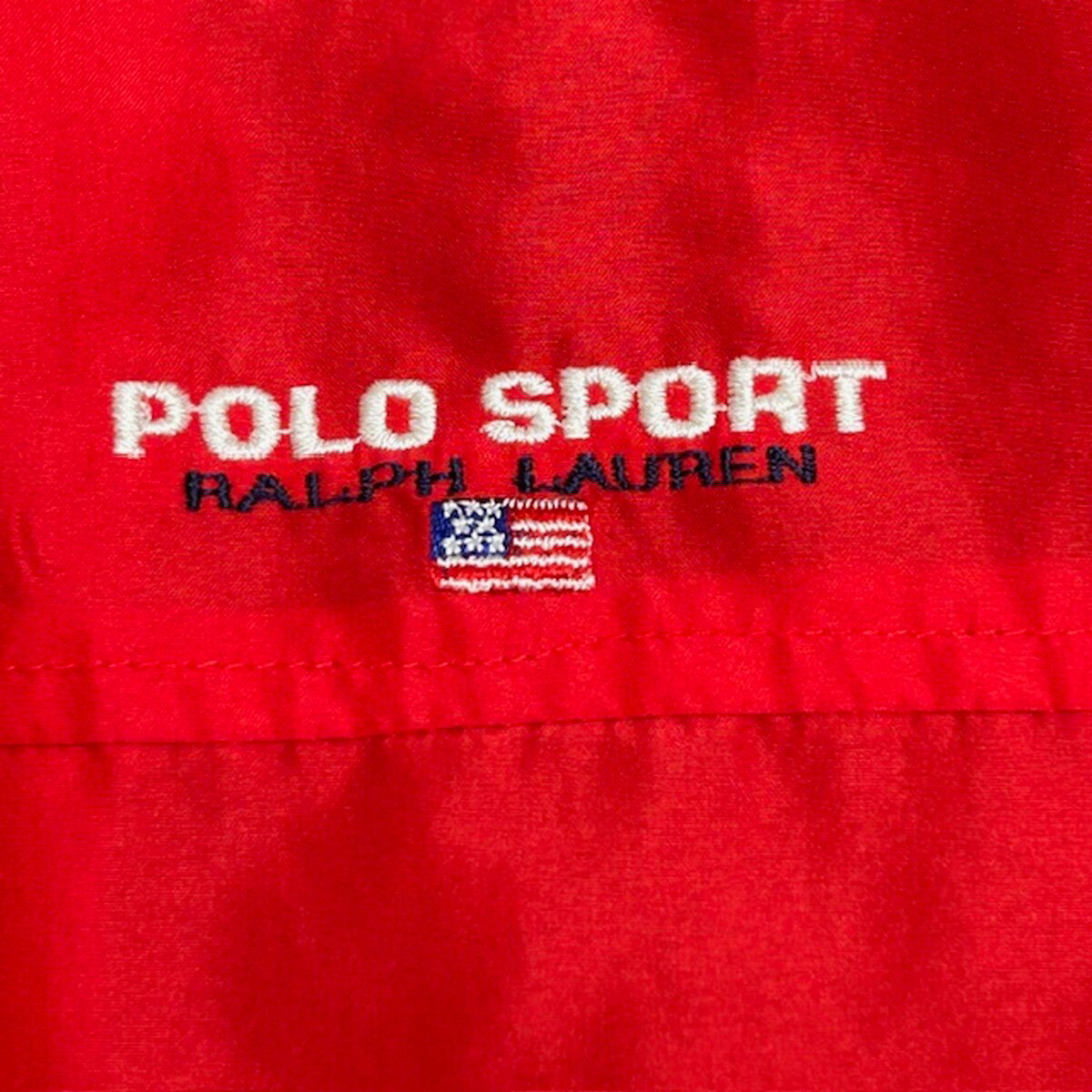 POLO SPORT ポロスポーツ 90's ナイロンジャケット ラルフローレン レッド ロゴ刺繍 ストリート 実寸XL相当 貝塚店 ITQVCSTOUD3O 【中古】 RK771TA